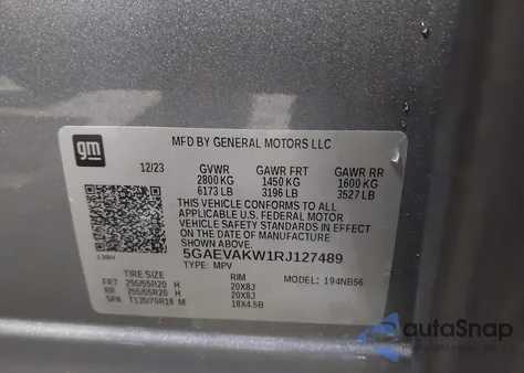 2024 Buick Enclave Essence Awd из США, поврежденный, VIN 5GAEVAKW1RJ127489